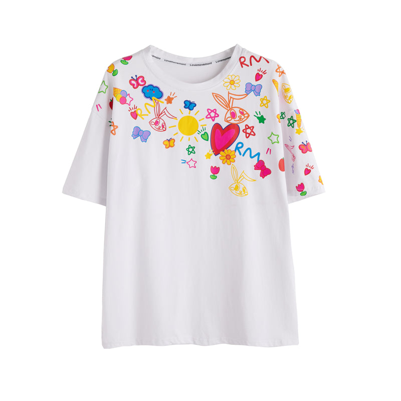 Cotton Round Neck Short-Sleeved T-Shirt Top