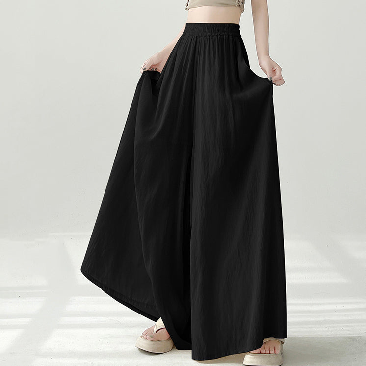 Wide-Leg Ice Silk Breathable Elastic Waist Loose Pants