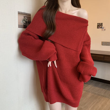 Loose Off-Shoulder Christmas Knitted Sweater Top