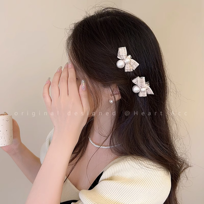 Bow Pearls Small Side Gripper Hair Clip Accessories