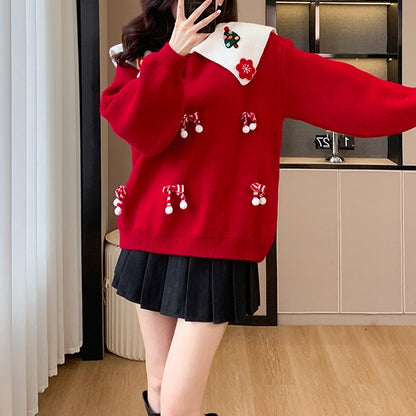 Doll Collar Christmas New Year Cartoon Sweater