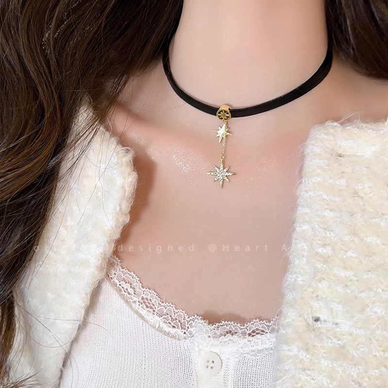 Eight-Pointed Star Pu Leather Necklace Choker Clavicle Chain