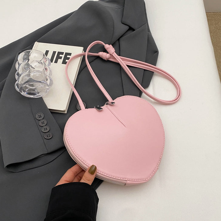 Zipper Heart Shape Crossbody Shoulder Bag