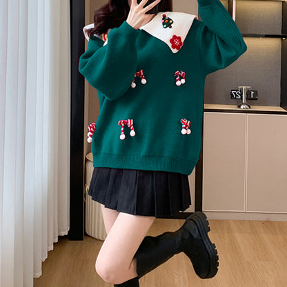 Doll Collar Christmas New Year Cartoon Sweater