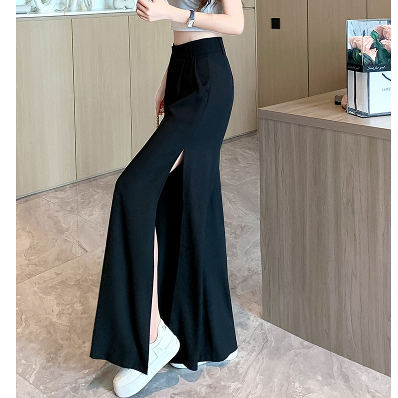 Split Loose Wide-Leg Casual High-Waist Pants