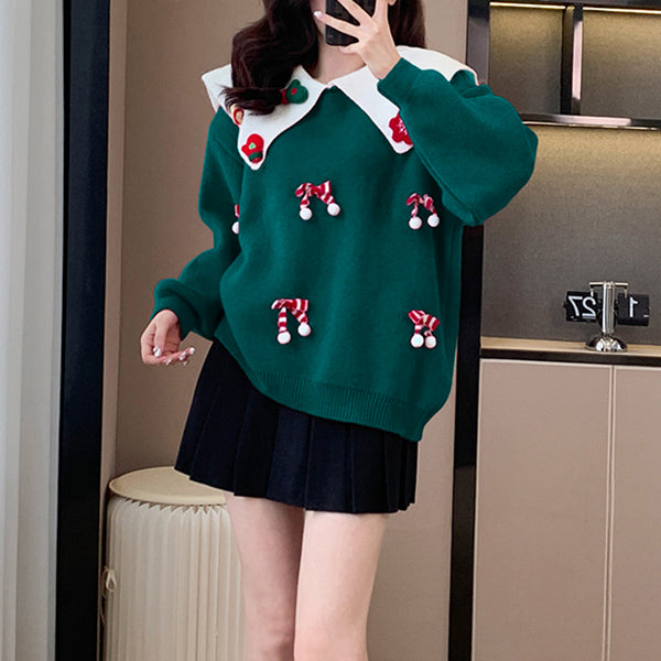 Doll Collar Christmas New Year Cartoon Sweater