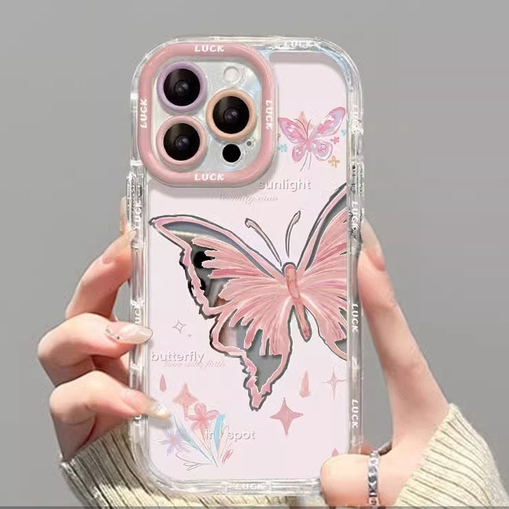 Pink Butterfly Mirror Bracelet iPhone Case