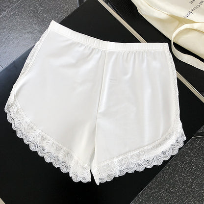 Lace Edge Mid-Waist Elastic Thin Safety Pants Shorts