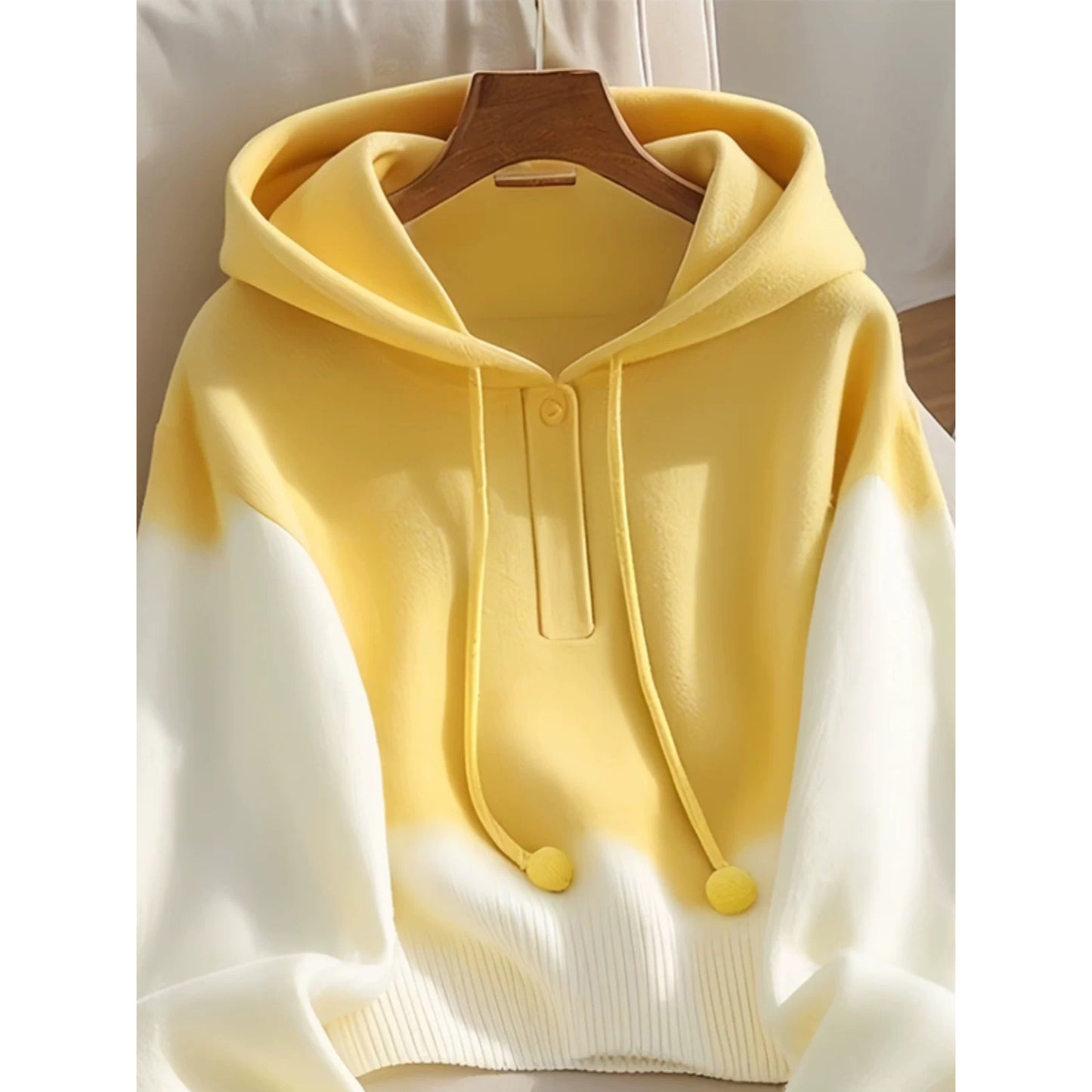 Yellow Retro Loose Lazy Style Hooded Sweater