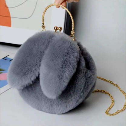 Plush Velvet Chain Crossbody Hand-Held Plush Round Bag