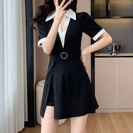 Temperament and Fashionable Commuting Fake Two-piece Dress and Shorts