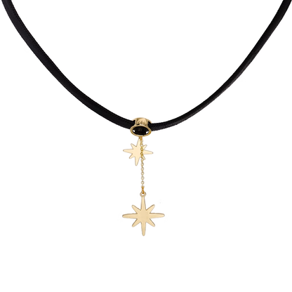 Eight-Pointed Star Pu Leather Necklace Choker Clavicle Chain