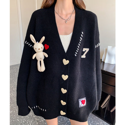 Rabbit Loose Knit Long Sleeve Sweater Cardigan