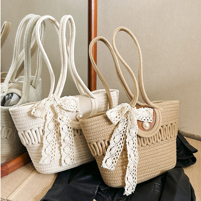 Hollow Woven Lace Scarf Shoulder Bag