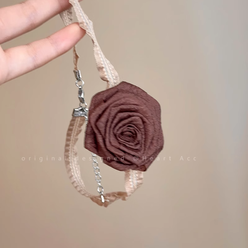 Rose Flower Fabric Temperament Personality Necklace