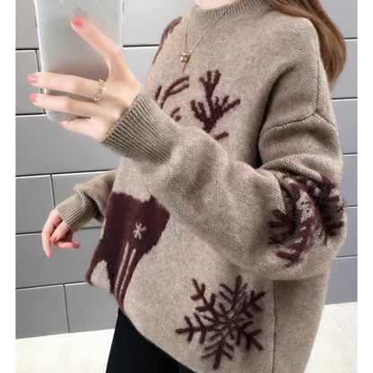 Round Neck Elk Loose Sweater