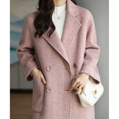 Woolen Pocket Loose Pattern Suit Coat Top