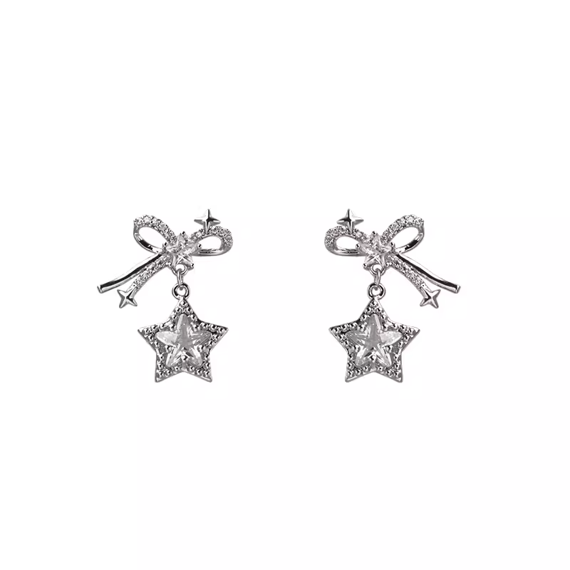 Bow Star Earrings Temperament Personality Ear Jewelry