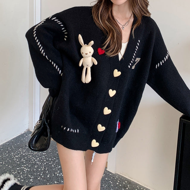 Rabbit Loose Knit Long Sleeve Sweater Cardigan