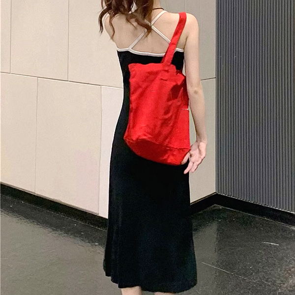 Cross Backless V-Neck Slim Long Slip Dress