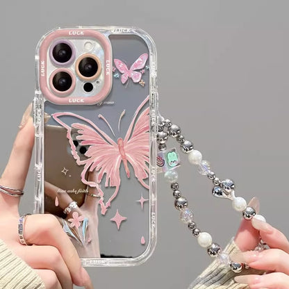 Pink Butterfly Mirror Bracelet iPhone Case