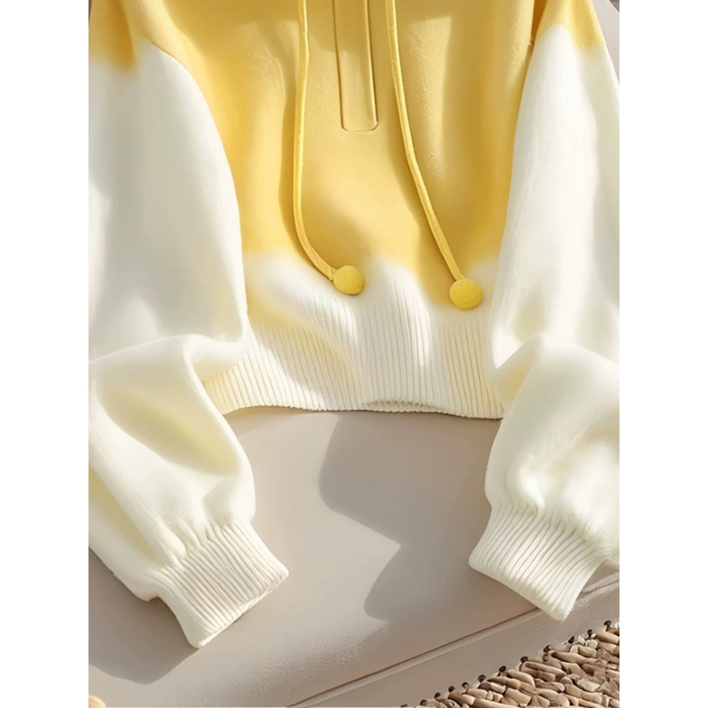 Yellow Retro Loose Lazy Style Hooded Sweater