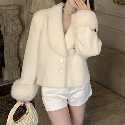 Temperament Fur Collar Versatile Long Sleeve Coat