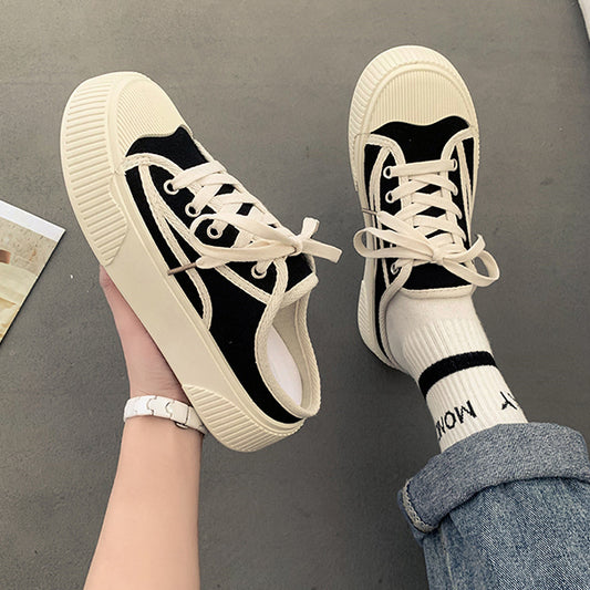 Semi-Slippers Small White Canvas Casual Sneakers