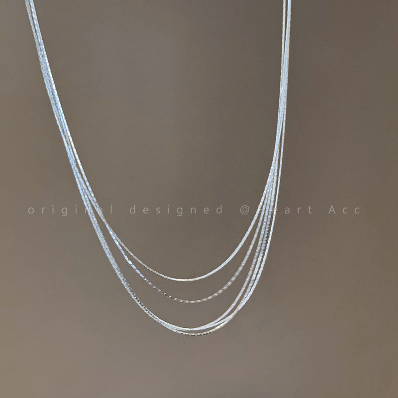 Silver Multilayer Versatile Clavicle Chain Necklace