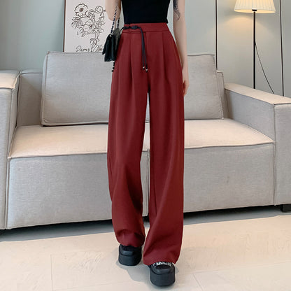 Buttoned Tassel Suit Trousers Wide Leg Pants