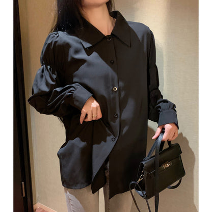 Plus Size Shirt Retro Puff Long Sleeve Top