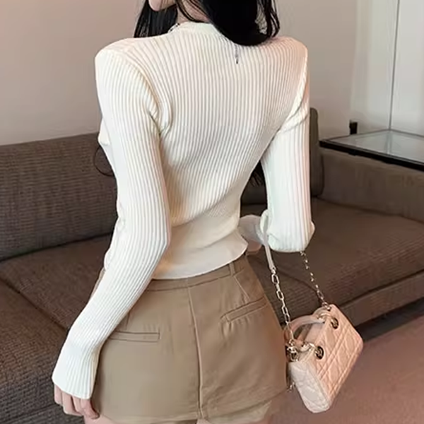 Halter Neck Slim Fake Two-Piece Knit Top