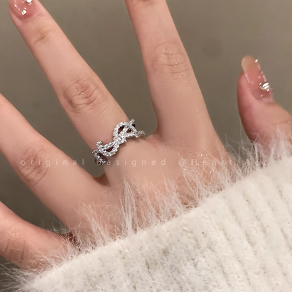 Super Flash Letter Zircon Index Finger Personalized Ring