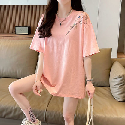 Branch Print Short-Sleeved Loose T-Shirt