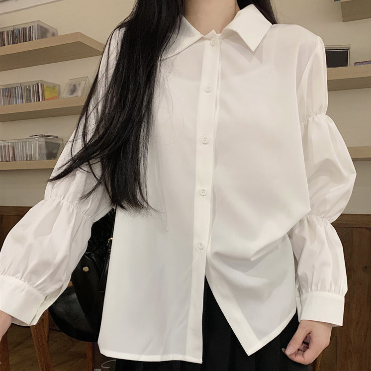 Plus Size Shirt Retro Puff Long Sleeve Top