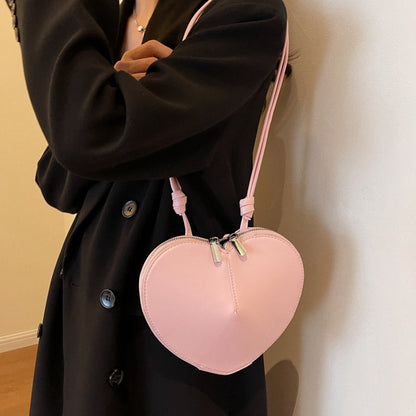 Zipper Heart Shape Crossbody Shoulder Bag