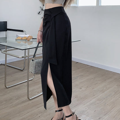 Irregular A-Line Pleats Versatile Suit Slit Skirt