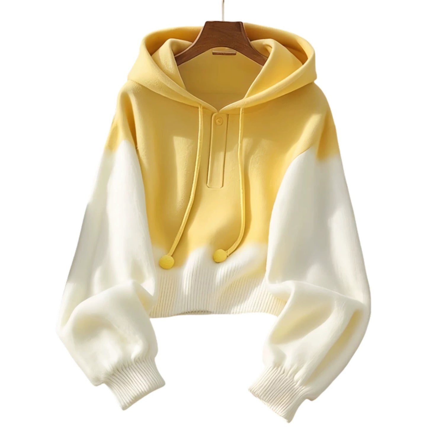 Yellow Retro Loose Lazy Style Hooded Sweater