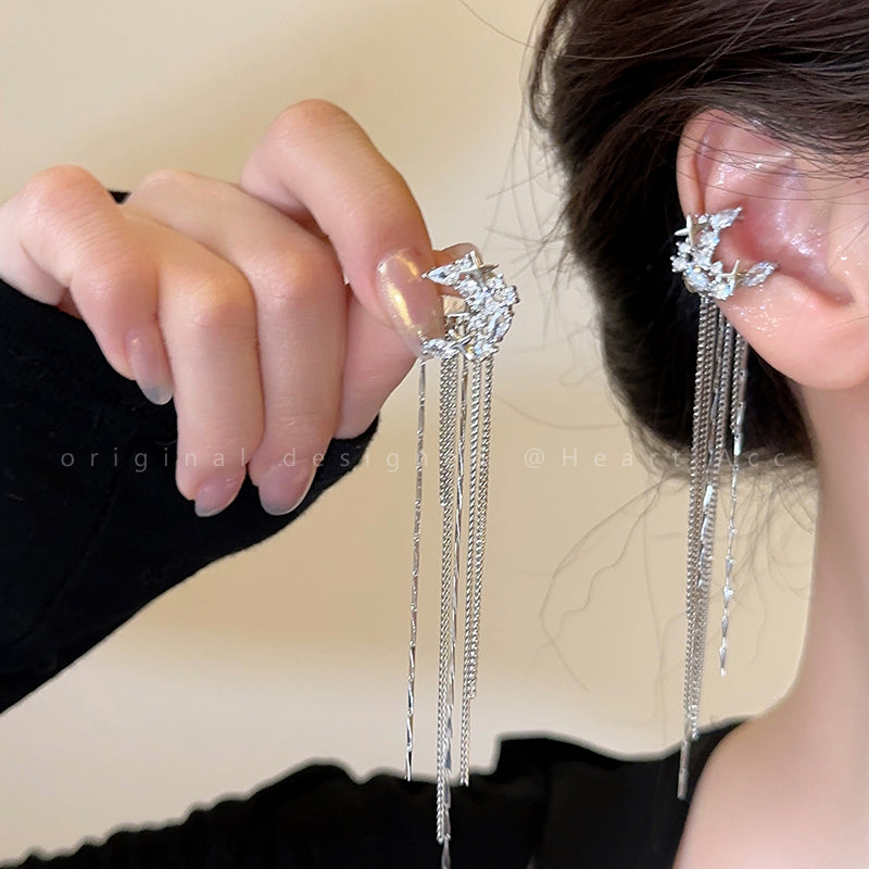 Long Tassel Ear Cuff Exquisite Pierced Earrings