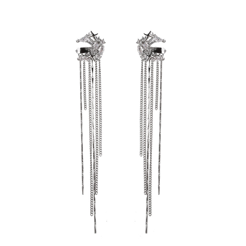 Long Tassel Ear Cuff Exquisite Pierced Earrings