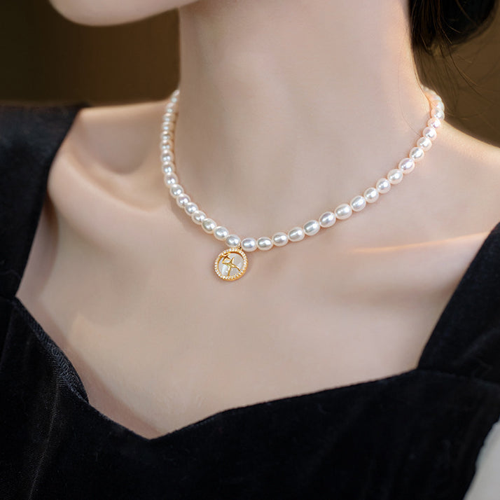 Pearl Star Pendant Clavicle Necklace