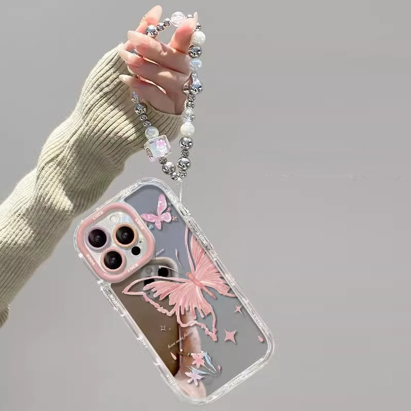 Pink Butterfly Mirror Bracelet iPhone Case