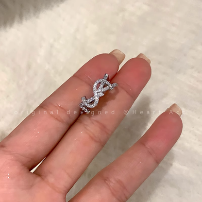 Super Flash Letter Zircon Index Finger Personalized Ring