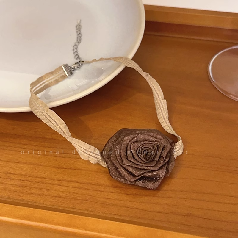 Rose Flower Fabric Temperament Personality Necklace