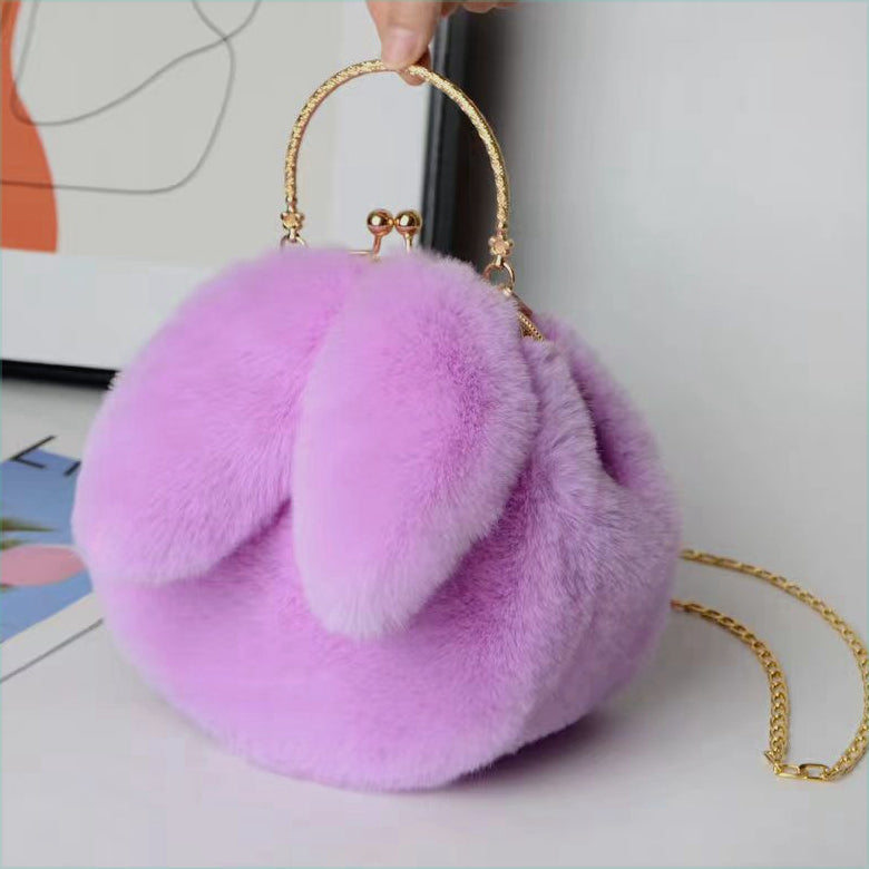 Plush Velvet Chain Crossbody Hand-Held Plush Round Bag