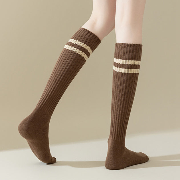 Striped Sweat-Absorbent Calf Socks