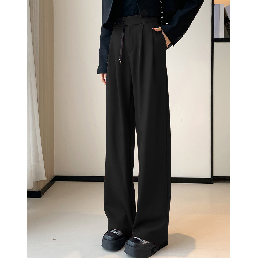 Buttoned Tassel Suit Trousers Wide Leg Pants