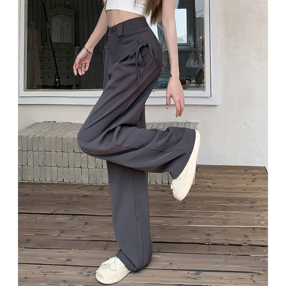 Suit Pants Straight-Leg High-Waist Trousers