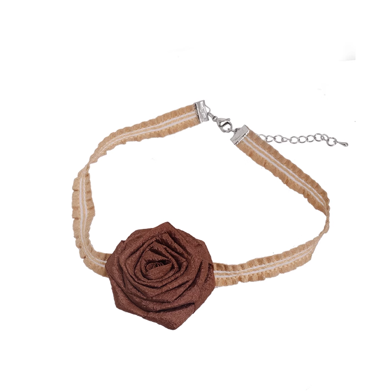 Rose Flower Fabric Temperament Personality Necklace