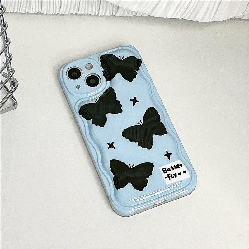 Sea Salt Blue Butterfly Chain Shockproof Protective Case